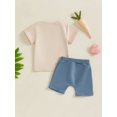 thumbnail image 5 of Toddler Baby Boys Summer Outfits 3 6 12 18 24 Months 2T 3T Letter Car Print Round Neck Short Sleeve T-Shirts Elastic Waist Shorts 2Pcs Clothes Set, 5 of 9