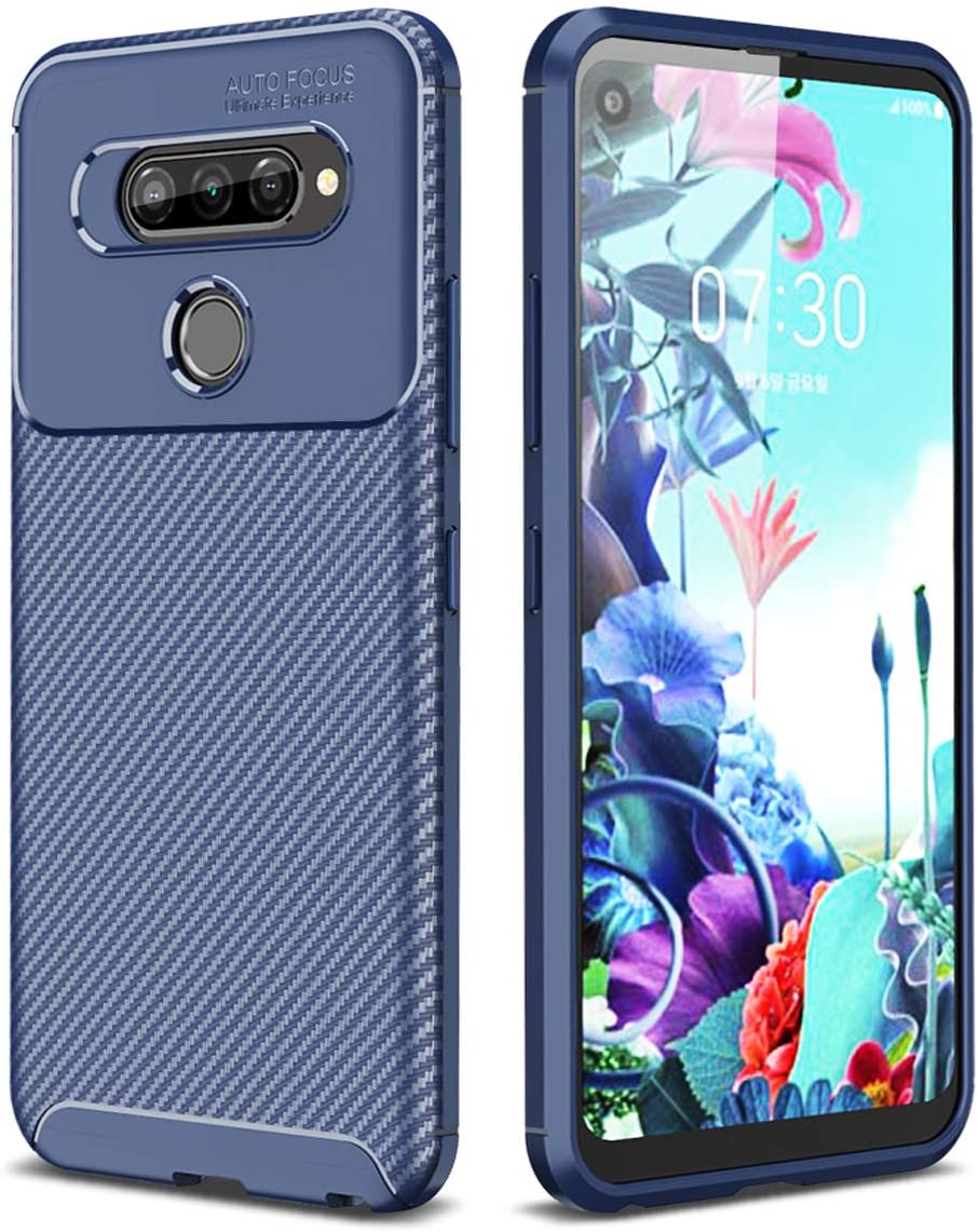 MISIDE Compatible for LG Q70 Case,Slim Fit Carbon Fiber Design Flexible