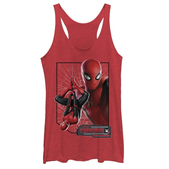 Women's Marvel Spider-Man: Far From Home Web Frame  Racerback Tank Top Red Heather Medium