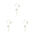 thumbnail image 1 of pitrice Alloy Women Ear Clip Flower Insect Exquisite Decorative Rhinestone Girls Ladies Wedding Earring Ornament Birthday Gift Gold Left 3Set, 1 of 6