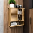 thumbnail image 2 of Bathroom Wall Cabinet, Bamboo Storage Cabinet Wall Mounted, Wall Hanging Cabinet with 2 Doors & 3 Tier Shelves, 2 of 8