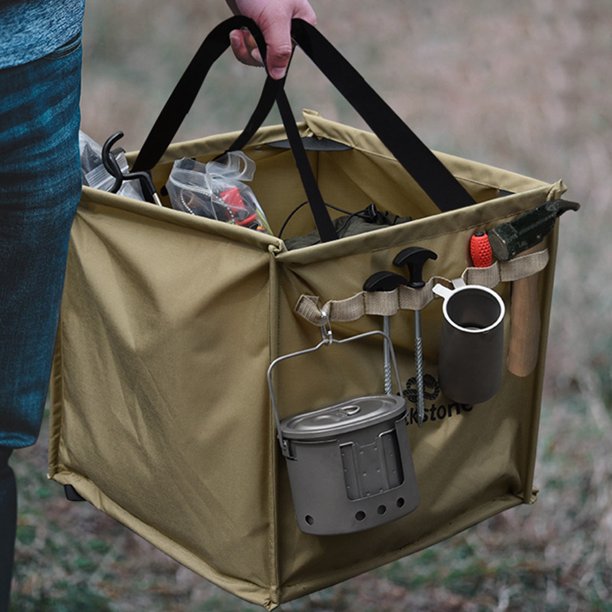 Bolsa de almacenamiento plegable para acampar Bolsa de utensilios de cocina para picnic de gran capacidad (caqui)