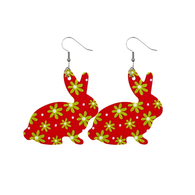 Earrings Double Rabbit Printed Jewelry Earrings Easter Girls Drop For Women Colorful Jewelry Sided Cute Earrings