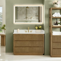 Navan 48" Wood Vanity in Weathered Brown with Engineered Stone Top No Mirror