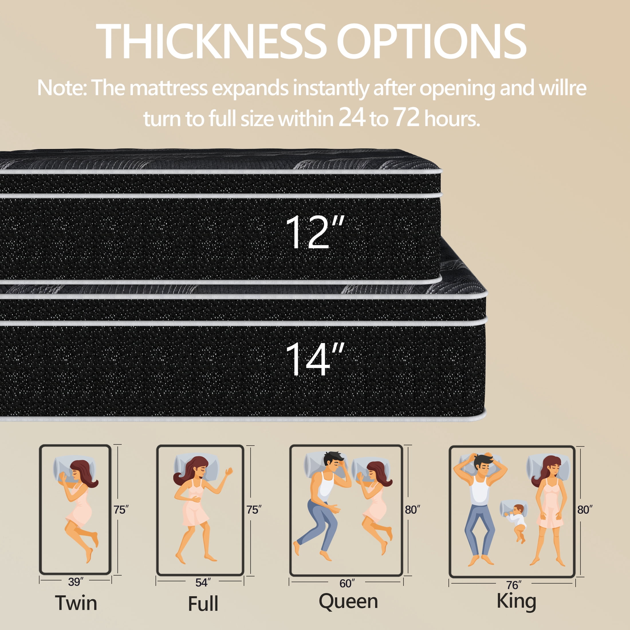 Doudter 12 Inch Queen Mattresses, Memory Foam Hybrid Mattress in a Box with Individual Pocket Spring, Pressure Relief & Motion Isolation & CertiPUR-US