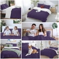 thumbnail image 5 of 3 Piece Pure Darkorchid Duvet Cover Set Queen Size, Microfiber Comforter/Quilt Cover with Corner Ties and 2 Pillowcases, Simple Solid Color All Season Soft Bedding with Zipper Closure, 5 of 8