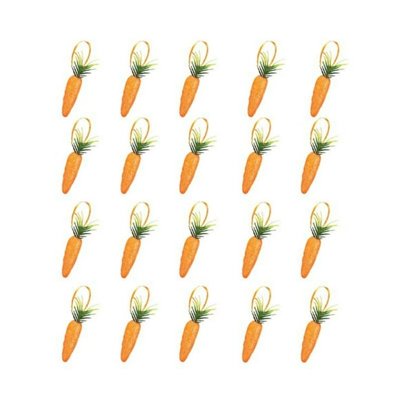 Pisexur Spring Decor 3 Inch Easter Carrot Hanging Ornaments-20PCS Artificial Spring Fall Foam Glitter Powder Carrot,Realistic Mini Carrots Hanging Pendant Easter Basket Stuffers for Kids