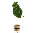 thumbnail image 3 of Nearly Natural 5.5' Fiddle Leaf Fig Artificial Tree in Wood Cotton Planter, 3 of 5