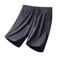 thumbnail image 3 of Ceisia Men's Solid Color Quick-Dry Sports Shorts with Elastic Waist Zippered Pockets Breathable Casual Summer Pants Dark Gray Gifts for Father 4X, 3 of 8