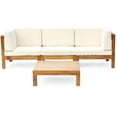 thumbnail image 1 of Noble House Brava Outdoor Modular Sofa and Coffee Table Set Cushions Teak/Beige, 1 of 11