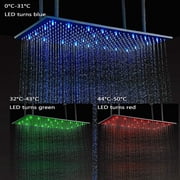 LED Large Rain 16x32 Shower Head Top Sprayer Ceiling Mounted Matte Black