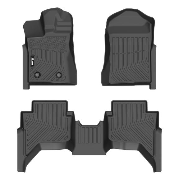Ikon Motorsports 3PCS 3D TPE All Weather Waterproof Anti-Slip Floor Mats Cargo Liner Carpets For 2024-2026 Ford Ranger SuperCrew Cab W/Carpet Flooring