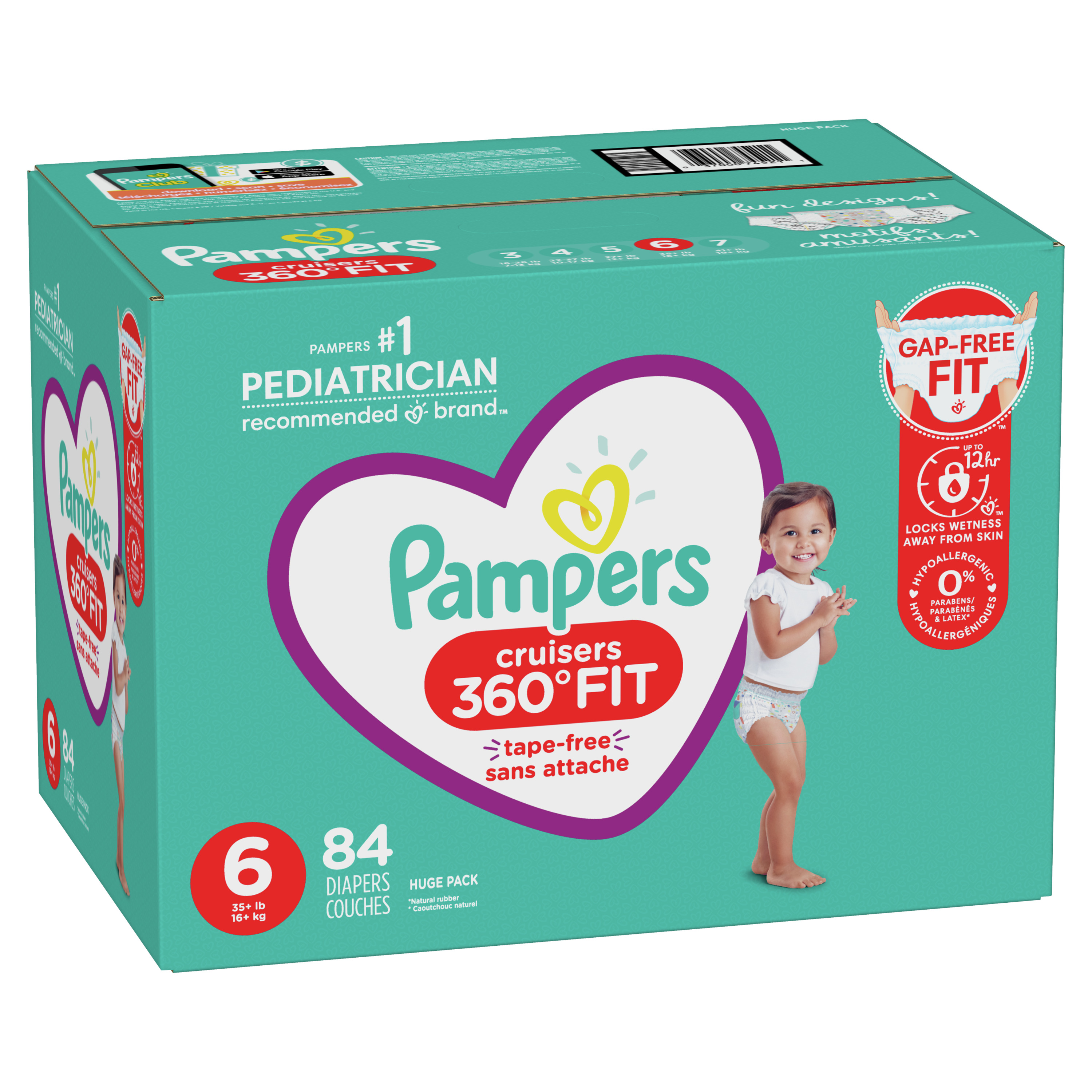 Pampers Cruisers 360 Fit Diapers, Active Comfort, Size 6, 84 Ct