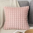 thumbnail image 2 of Faux Fur Cozy Soft Plaid Decorative Throw Pillow Set of 1, Pillow Cushion for Sofa Couch(Pink), 2 of 9