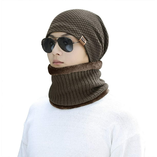 Lot de 3 écharpes d'hiver pour homme et femme, bonnet souple et cache-cou.  