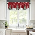 thumbnail image 2 of CUH 1-Piece Xmas Rod Pocket Short Curtain Kitchen Valance Cafe Tier Bathroom Scarf Slot Top Window Curtain Christmas Window Drape Christmas Short Curtain G W:57"x H:18", 2 of 5