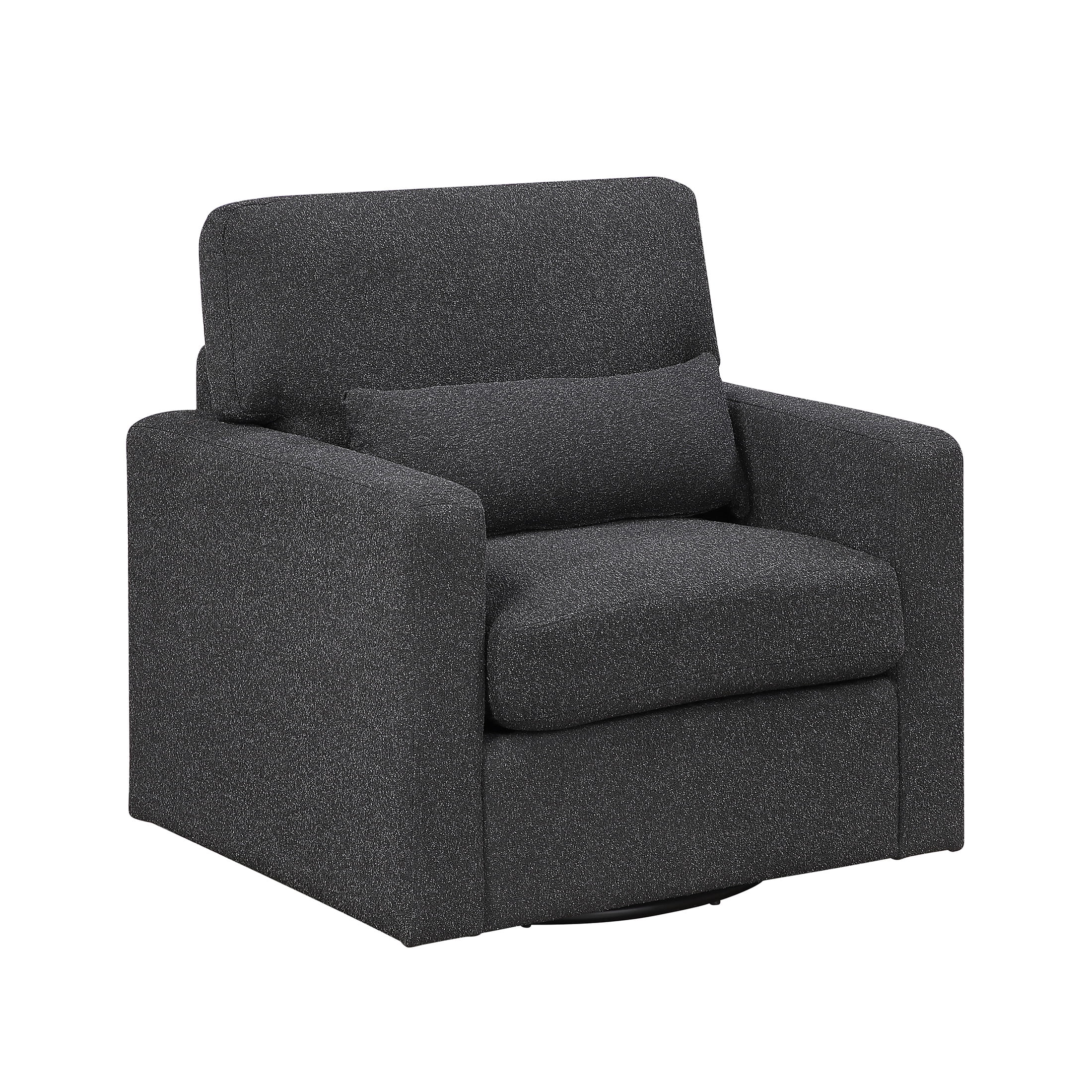 OakvillePark Vona Contemporary Boucle Swivel Chair, Black