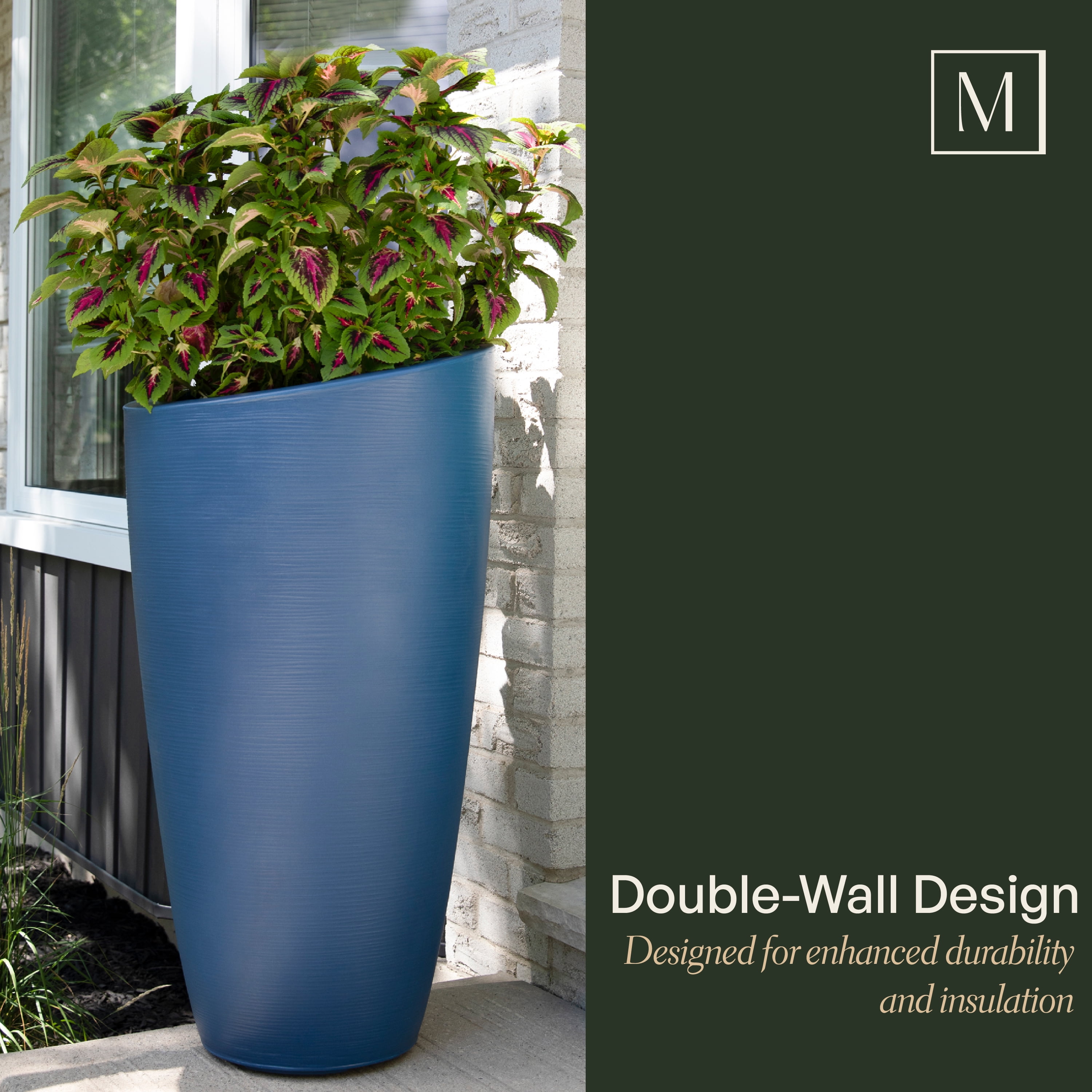Mayne Modesto 22" x 22" x 42" Round Black Plastic Planter