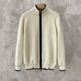 thumbnail image 2 of Suéter de punto para hombre, con cuello y cremallera, ropa para hombre, cárdigan con cremallera empalmada, sudadera negra, réplica informal de alta calidad TX, 2 of 5