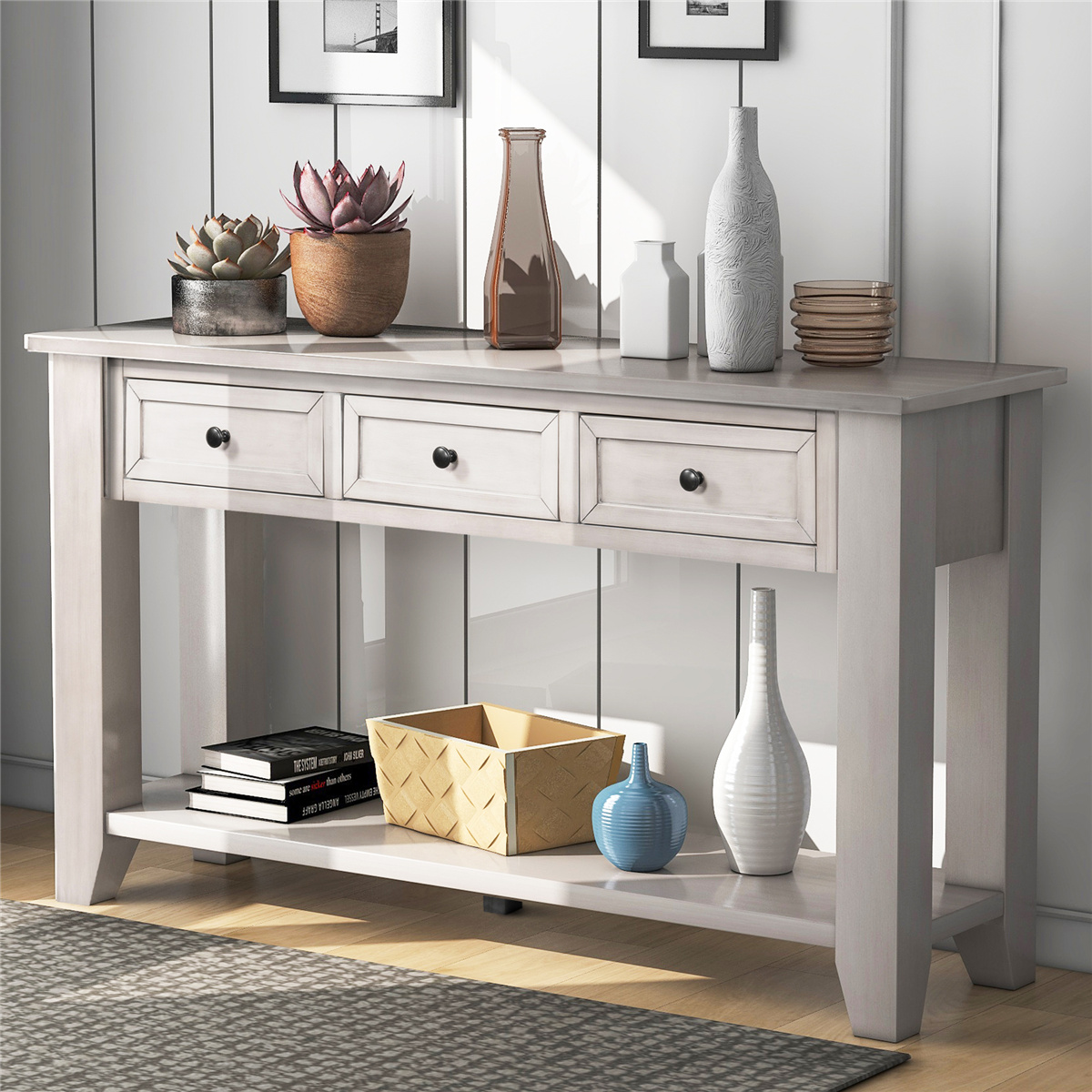 Karlstad Console Hallway Table With Drawers In Classic White atelieryuwa.ciao.jp