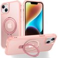 thumbnail image 1 of Funda magnética compatible con iPhone 14 Plus con soporte [A prueba de caídas de grado militar] [Compatible con imán] Anillo translúcido, delgado, parte trasera rígida, borde suave, 1 of 6