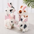 thumbnail image 5 of TNOBHG Realistic Rabbit Plushie Electric Plush Rabbit Toy with Sound Fuzzy Movable Ears Mouth Tail Walking Nodding Spotted Bunny Plushie Kids Boys Girls, 5 of 8
