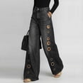 thumbnail image 7 of ZToonmas Women's High Waist Wide Leg Jeans Vintage Wash Denim Pants with Metal Eyelet for Streetwear, 7 of 7