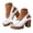 White, variant on Dakaela Women's Slingback Chunky Heels Sandals Open Toe Leather Bow Platform Wedge Dress Walking Pumps Shoes for Prom Wedding Party Beige 6