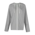 thumbnail image 4 of Holzkary Zip Up Jackets for Women 2025 Fall Lightweight Sweatshirt Casual Loose Long Sleeve Drawstring Shirt Plus Size Outwear Fall Basic Lightweight Sweatshirt Print Long Sleeve Shirts Grey Xl, 4 of 6