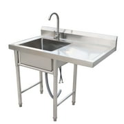Hozodo Stainless Steel Utility Sink Single Bowl for Laundry Kitchen, 39.97" x 23.6" x 39"