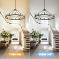thumbnail image 5 of LovingAHome 12-Lights Black Industrial Wagon Wheel Chandelier Light Fixture for Foyer Dining Room Kitchen Living Room Entryway, 5 of 9