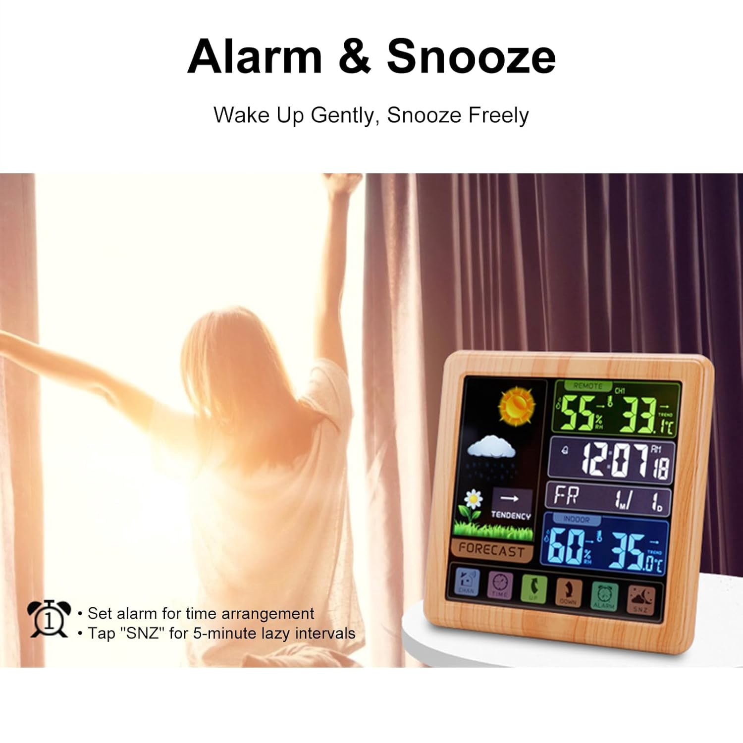 Wireless Weather Station with Atomic Clock and Color Touchscreen for Indoor Outdoor Use