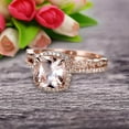 thumbnail image 3 of Milgrain 2.55 Carat 7mm Cushion Cut Morganite Wedding Set Diamond Moissanite Bridal Ring 10k Rose Gold Curved Matching Band Art Deco, 3 of 6