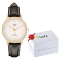 thumbnail image 5 of Reloj Q&q Dama Qz01j101y Piel Negro Caja Dorada Cara Blanca Color del bisel Dorado Color del fondo Blanco, 5 of 5