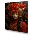 thumbnail image 2 of Designart "Goddess Portrait of Woman in Gold and Red I" Fashion Canvas Wall Art - Glam Red Woman Goddess Entryway Wall Art, 2 of 6