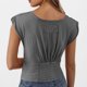 thumbnail image 5 of Camisetas para las Mujeres de Ajuste Suelto Casual Sólido V-Cuello Blusa, Moda Manga Corta Cuello Redondo Top para el Hogar Y el Uso Diario, Tela Suave, 5 of 7