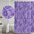 thumbnail image 4 of Vintage Purple Shower Curtain Set - Small 36" x 72" Washable Bathtub Curtain with 12 Hooks, Retro Botanical Abstract Art Waterproof Fabric Stall Shower Curtains for Bathroom/Bathtub Décor, 4 of 6