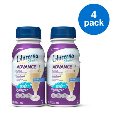 Glucerna Advance Nutrition Shake, To Help Manage Blood Sugar, Vanilla, 8 Oz, 4 Ct