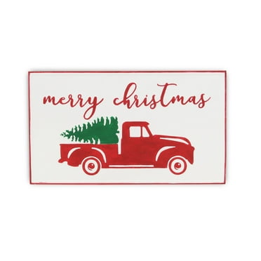 Contemporary Home Living 23.25" White and Red Handcrafted Christmas Tree Wall Sign Decoration
