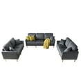 thumbnail image 2 of 3 Pieces Sectional Sofa Set, Modern Velvet Tufted Upholstered Sofa Couch Set with 3 Seater Sofa and 2 Pieces Loveseat 3 Pcs Sectional Couches with 7 Throw Pillows for Living Room Office, Grey, 2 of 7