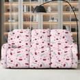 thumbnail image 2 of ZIATUBLES Recliner Cover for 3 Cushion Reclining Sofa, 8 PCS Stretch Recliner Couch Covers with Storage Pockets, Soft Fitted Furniture Protector for Living Room Decor, Cherry Daisy Pink, 2 of 9