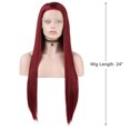 thumbnail image 2 of Unique Bargains Lace Front Lightweight Wigs Long Straight Hair for Women Lady Wine Red, 2 of 8