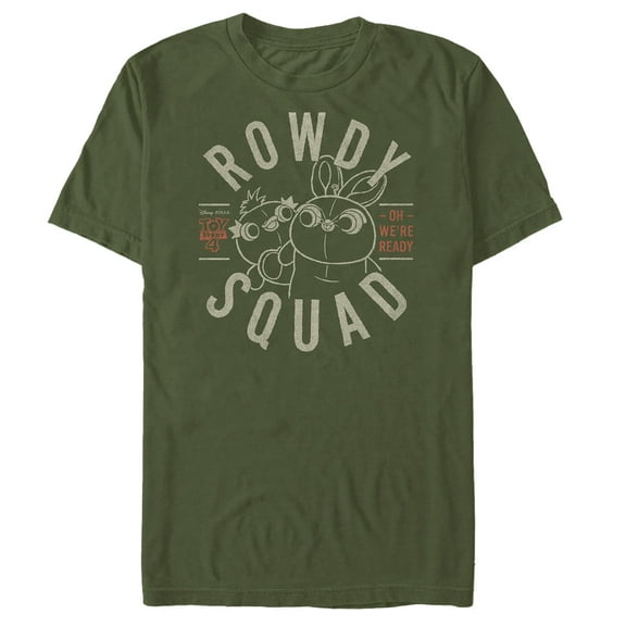Men's Toy Story Ducky & Bunny Ready Rowdy Squad  Graphic Tee Military Green Small