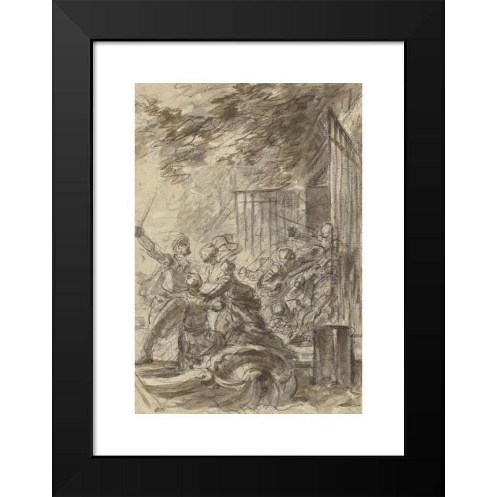 Jean-Honoré Fragonard 11x14 Black Modern Framed Museum Art Print Titled - Isabella Abandons Her Home to Follow Odorico and His Men