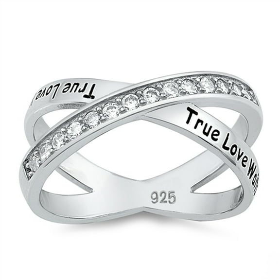 Clear CZ True Love Waits Promise Ring Sterling Silver Crisscross Band White 925 Female Size 5