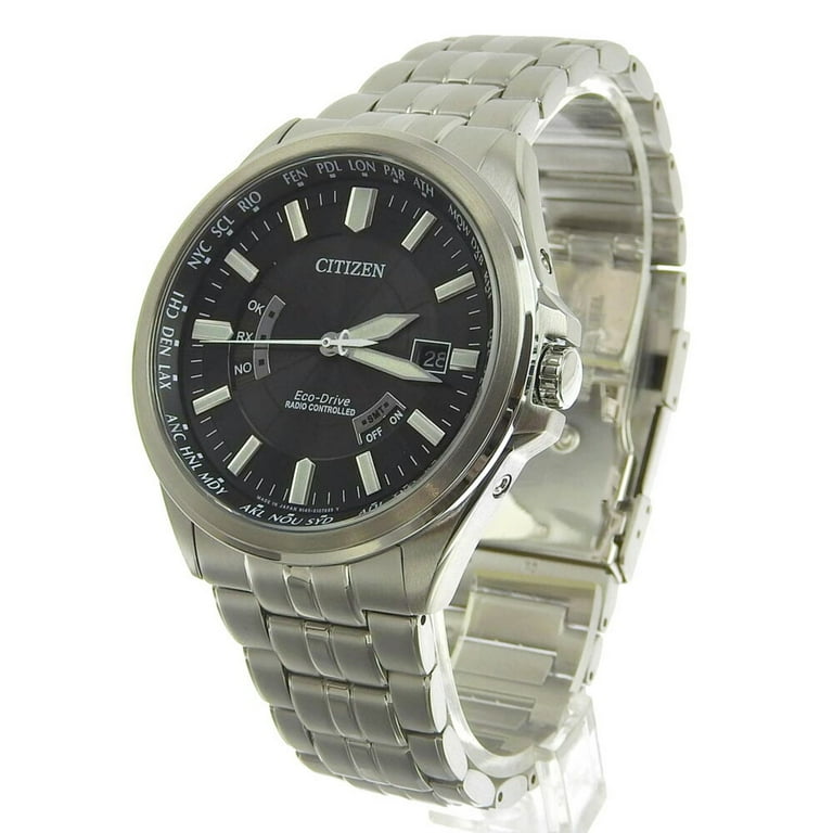 Authenticated Used Citizen Eco Drive Date Men's Solar Radio Watch Black Dial H145 S073545