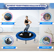 Upper Bounce Mini Fitness Trampoline - 44 Compact Foldable Rebounder for Kids & Adults - Blue