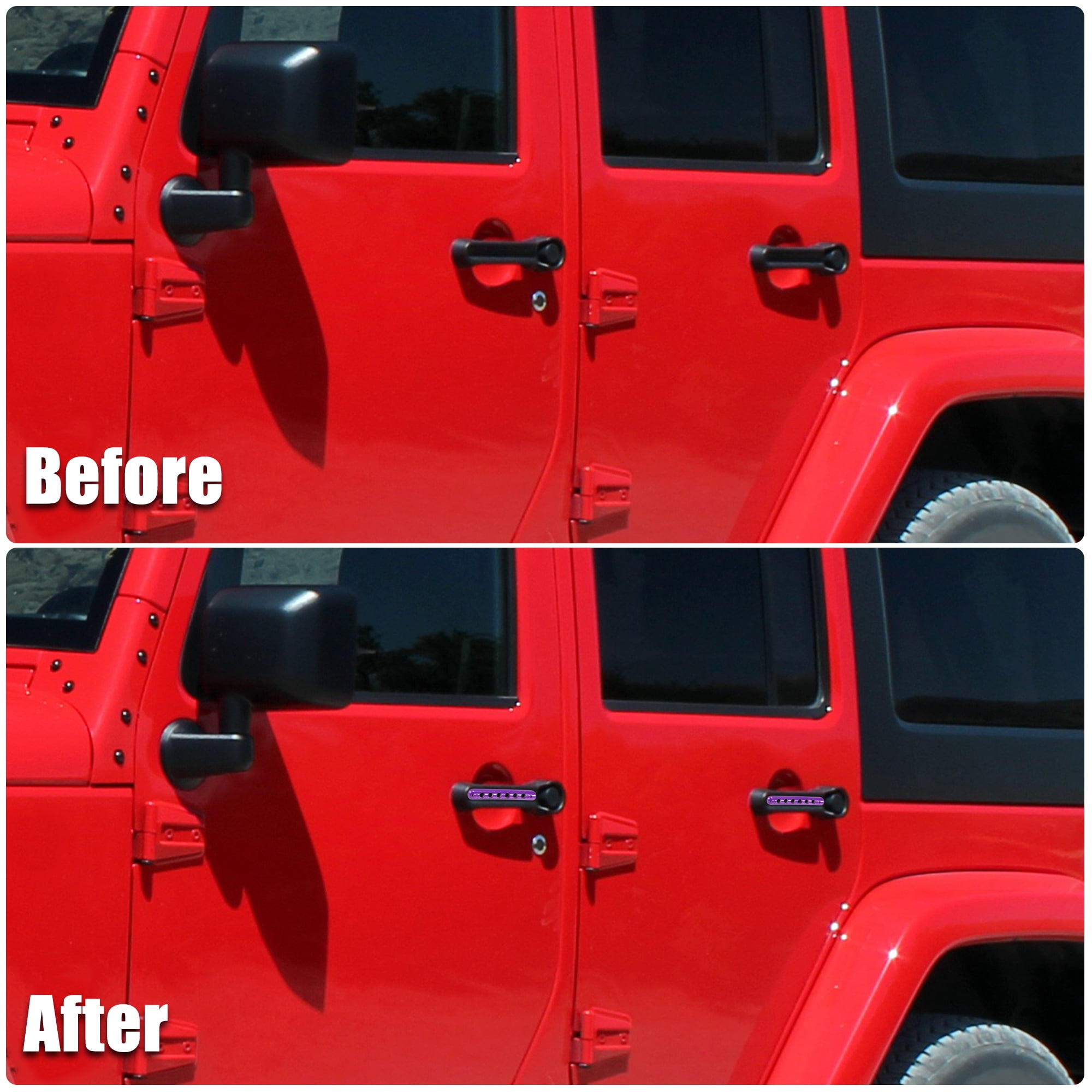 5pcs Door Handle Insert Decorative Strip Trim Covers for Jeep Wrangler 4 Door 2007-2018 Purple