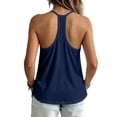thumbnail image 3 of Textilo Women's Plus Size Tank Tops with Built In Bras Halter Neck Pleated Spaghetti Strap Tank Tops Sleeveless Racerback Cami Shirts Lightweight Loose Fit Casual Flowy Comfy Tops,Dark Blue 2XL, 3 of 6