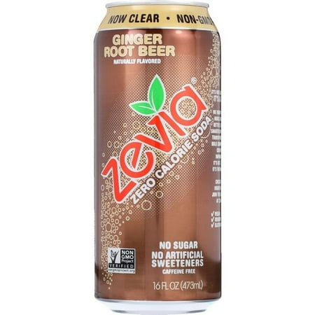 Zevia Soda - Zero Calorie - Ginger Root Beer - Tall Girls Can - 16 Oz - pack of